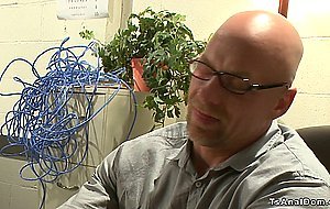 Black shemale fucks colleague in office