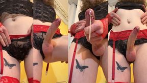 POV: Dominant Trans Girl in Lingerie Talks Dirty And Cums On Your Face