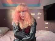 Self bondage in straitjacket and corset dress gone wrong stuck all night