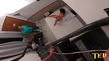 Aline Cassia com suas travessuras durante a gravação - Sandro Lima - Binho Ted
