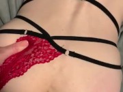 Fucking my trans slut with a big strap on cock (Pegging from my POV)