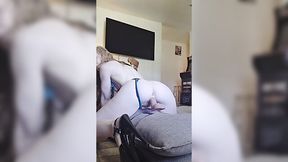 Curly Slut's Dildo Ride and Suck