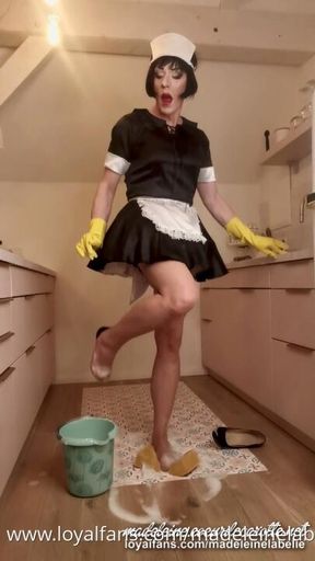The worst maid alive ... teasing you with wet nylon feet