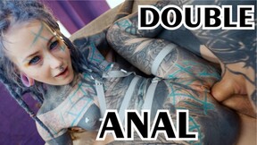 DOUBLE ASSFUCKING from tattoo hottie ANUSKATZZ / DAP with swallow, gape, prolapse - punk - goth