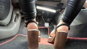 Lou and her Mother - Sandals drives - Feet POV