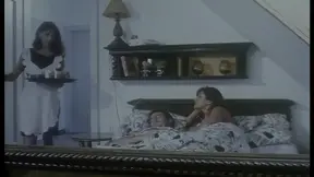 Married man pleasures wife and maid in classic retro lingerie