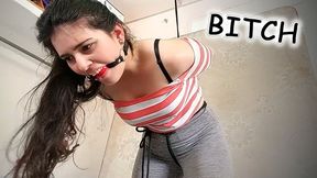 Bitchy Big Step-Sister Ball Gagged In Strappado Bondage (mp4)