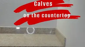 Explicit Calf Job — MILF Muscles Fuck Dildo on Counter Top