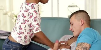 Dashing ebony and her bi-sexual lover devour tasty dick in the kinkiest manners