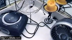 Fiery redhead gives a hot blowjob in the bathroom