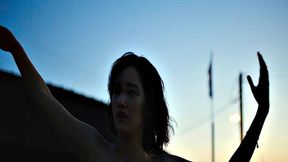 Brunette celebrity with small tits gives a steamy outdoor BJ in the bedroom
