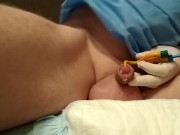 Insert catheter after saline inflation