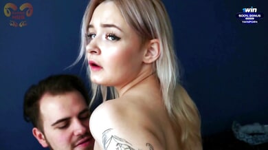 Petite blonde wife rides and kneels for her tattooed husband in passionate home encounter