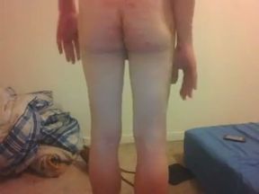 BDSM Naked Transgirl After 40+ Canings on Butt, Groin &amp; Back (close-up)