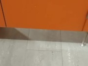 Big cumshot at public toilet