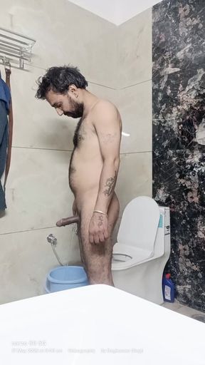 Indian daddy taking shower and masterbation