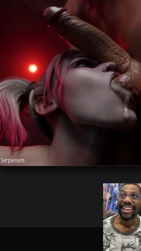 Harley Quinn Sucks on Transgender Balls with Trans Cum Still in Her Mouth