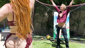 Big Booty Ginger Mommy Plays Cock Ball With Step Son's Huge White Dick