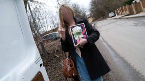 ”Blonde Aussie whore takes it all in the confession van!”