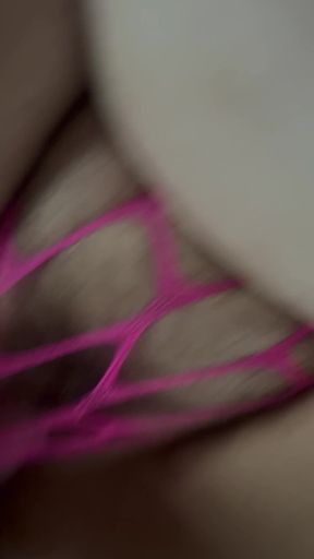 BBW Fucked Through Pink Fishnets