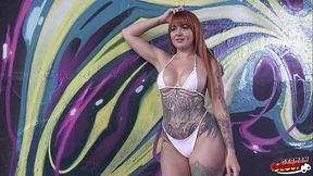 GERMAN SCOUT - Risky Anal Sex Casting with German freckled Redhead Tattoo Model Obviously Peachy at Public Lost Place