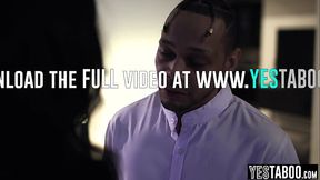 Petite ebony MILF gives big cock BBBJ then dominates him doggystyle