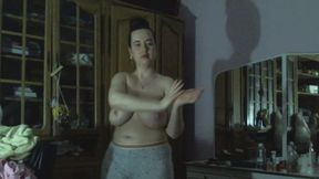 Erotic, sexy, topless dance.