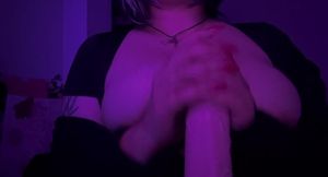 Goth milf throat fucking dildo