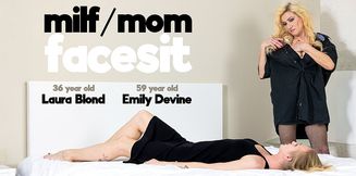 Mom Laura Blond and MILF Emily Devine have a mature lesbian facesit fetish affair