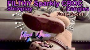 Goddess Unicorns Filthy Sparkly Crocs + Fuzzy Socks |Shoe Play Dangles