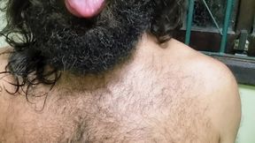 After the workout furry shows off before the shower