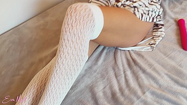 Still in Pajamas, Morning Play with My Hairy Pussy - Eva Myst