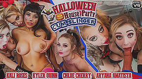 Chloe Cherry, Aryana Amatista And Kyler Quinn - Halloween House Party: Cum-slinger