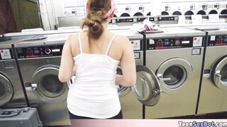 This sexy teen bored in the washing room