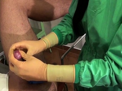 Brunette handjob amateur sensually jerks off her boyfriend