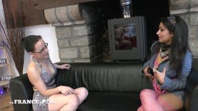 Sexy Brunette Takes Dildo in Hairy Pussy