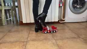 TOY TRUCK CRUSHED UNDER HER BOOTS - MOV Mobile Version