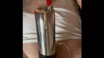 Estim modified cattle milker causes massive orgasm and loads of cum