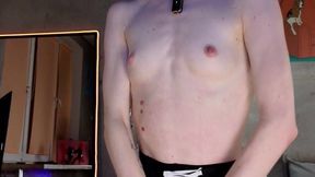 dancing sexy, sucking and fucking a dildo