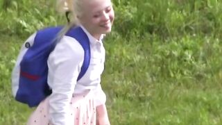 Sweet Anna Rey gets her tight twat ravaged outdoor by a HORNY MOB
