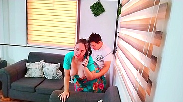 Fucking my stepmom's big ass while she's on the phone with her cuckold husband
