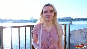 german scout - skinny german teen amber kawaii get leg shaking orgasm at casting sex