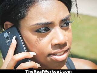 TheRealWorkout - Curvy Ebony Rides White Cock after Workout