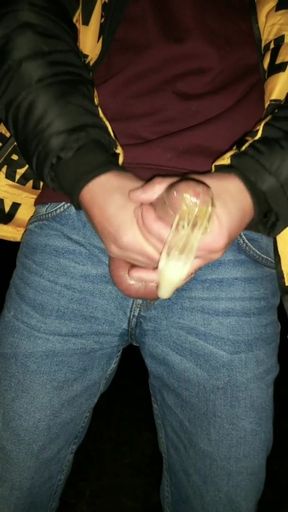 Twink Fills Cum Filled Condom Even More and Swallows All That Cum