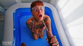 piss and facefuck for tattooed goth girl by bbc, piss, pee, piss drinking, pee shower, pee in throat, sloppy bj