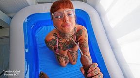piss and facefuck for tattooed goth girl by bbc, piss, pee, piss drinking, pee shower, pee in throat, sloppy bj