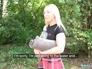 Public Agent British Blond Amber Deen 1st time outdoor sex