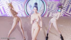 [mmd] Aespa - Girls Ahri Akali Seraphine Kaisa Sexy Naked Dance