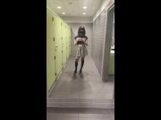 Sissy goes to ladies' room for the first time