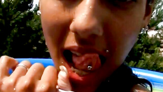 "Sexy Bombshell Masturbating Poolside - Hottie Blonde Teen Pleasures Self"